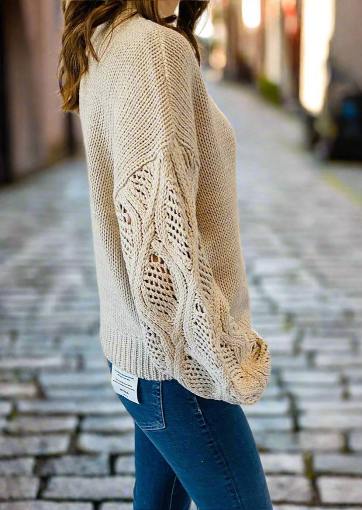 HONEYCOMB PINK CLOUD OR SANDED STONE KNIT SWEATER