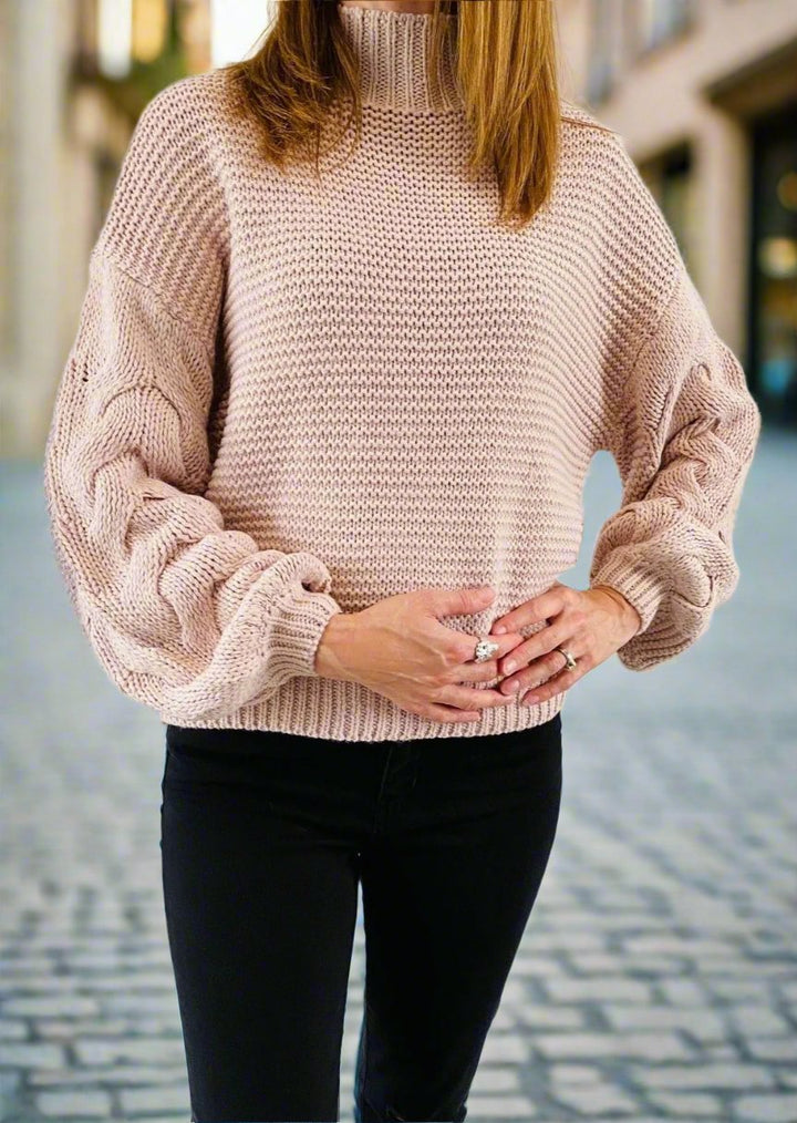 HONEYCOMB PINK CLOUD OR SANDED STONE KNIT SWEATER