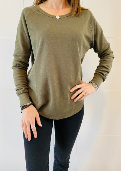 WAFFLE LONG SLEEVE CREW NECK
