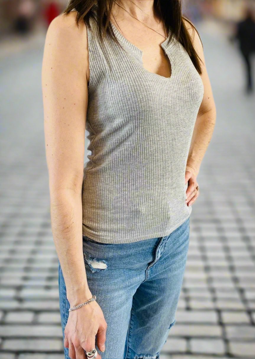 INCA HEATHER GREY RIB TANK