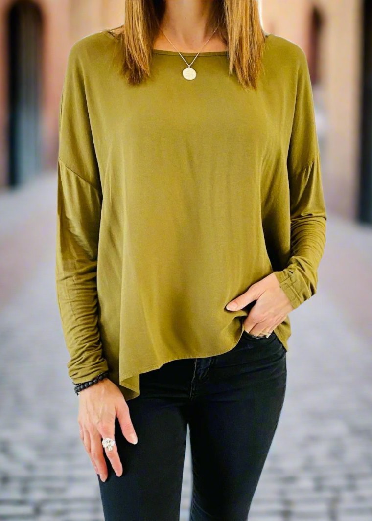 JERSEY BLACK OR OLIVE LONG SLEEVE TOP