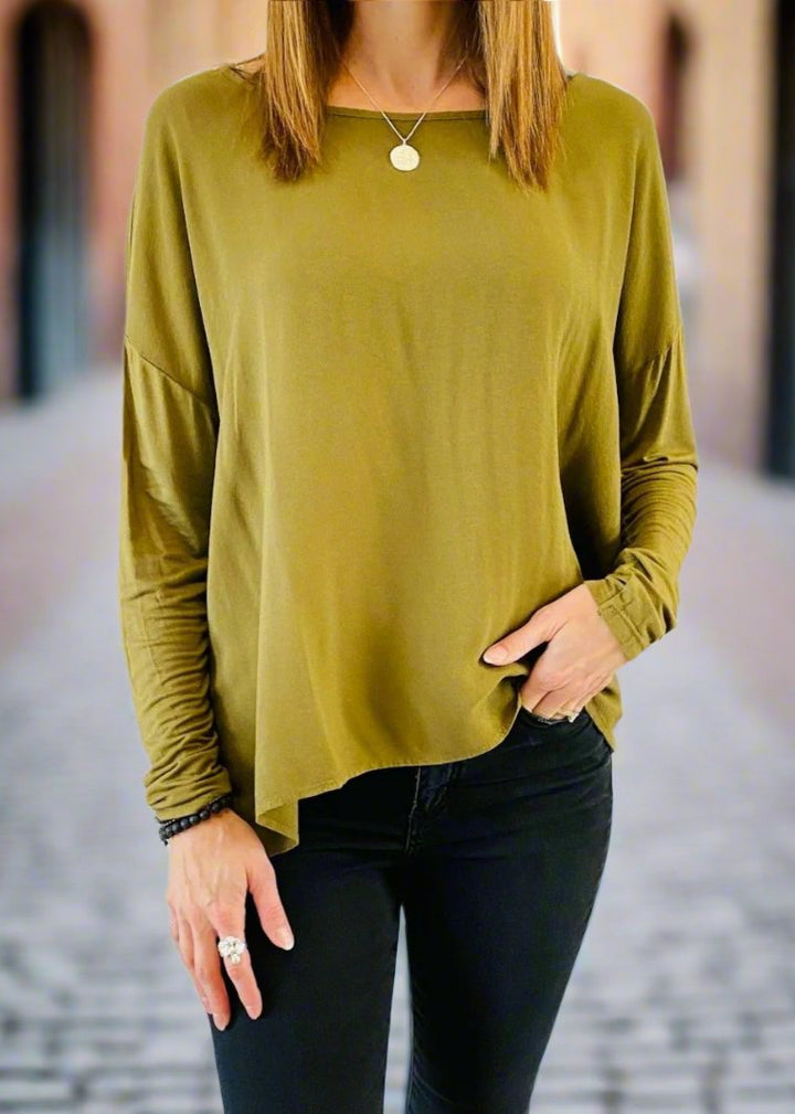 JERSEY BLACK OR OLIVE LONG SLEEVE TOP