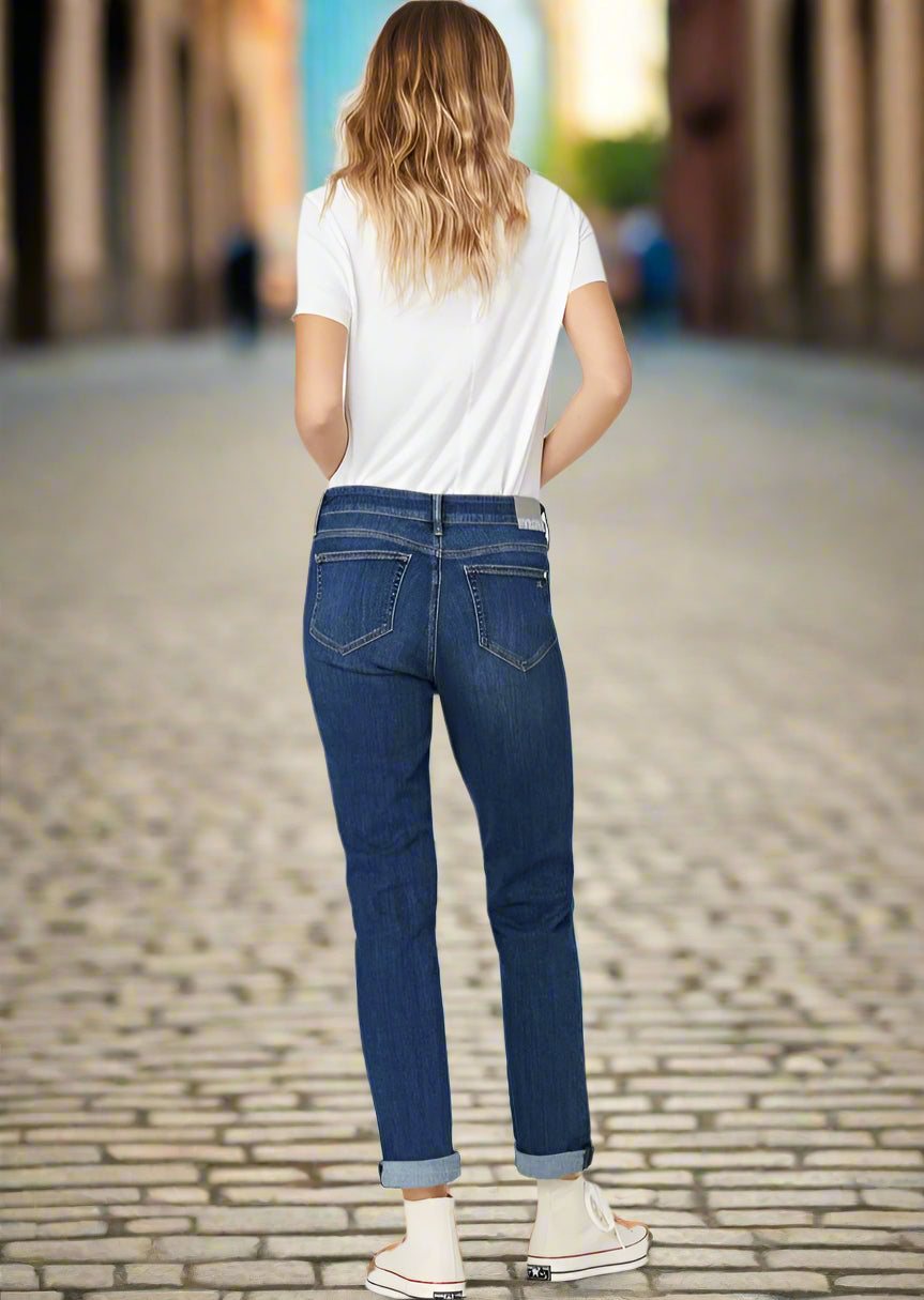 KATHLEEN MID FEATHER BLUE JEAN