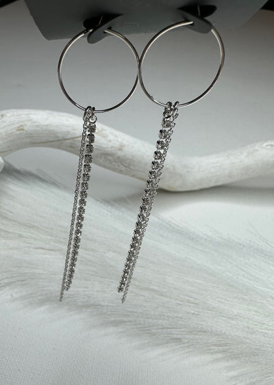 KIARA CRYSTAL HOOP AND CHAIN EARRINGS
