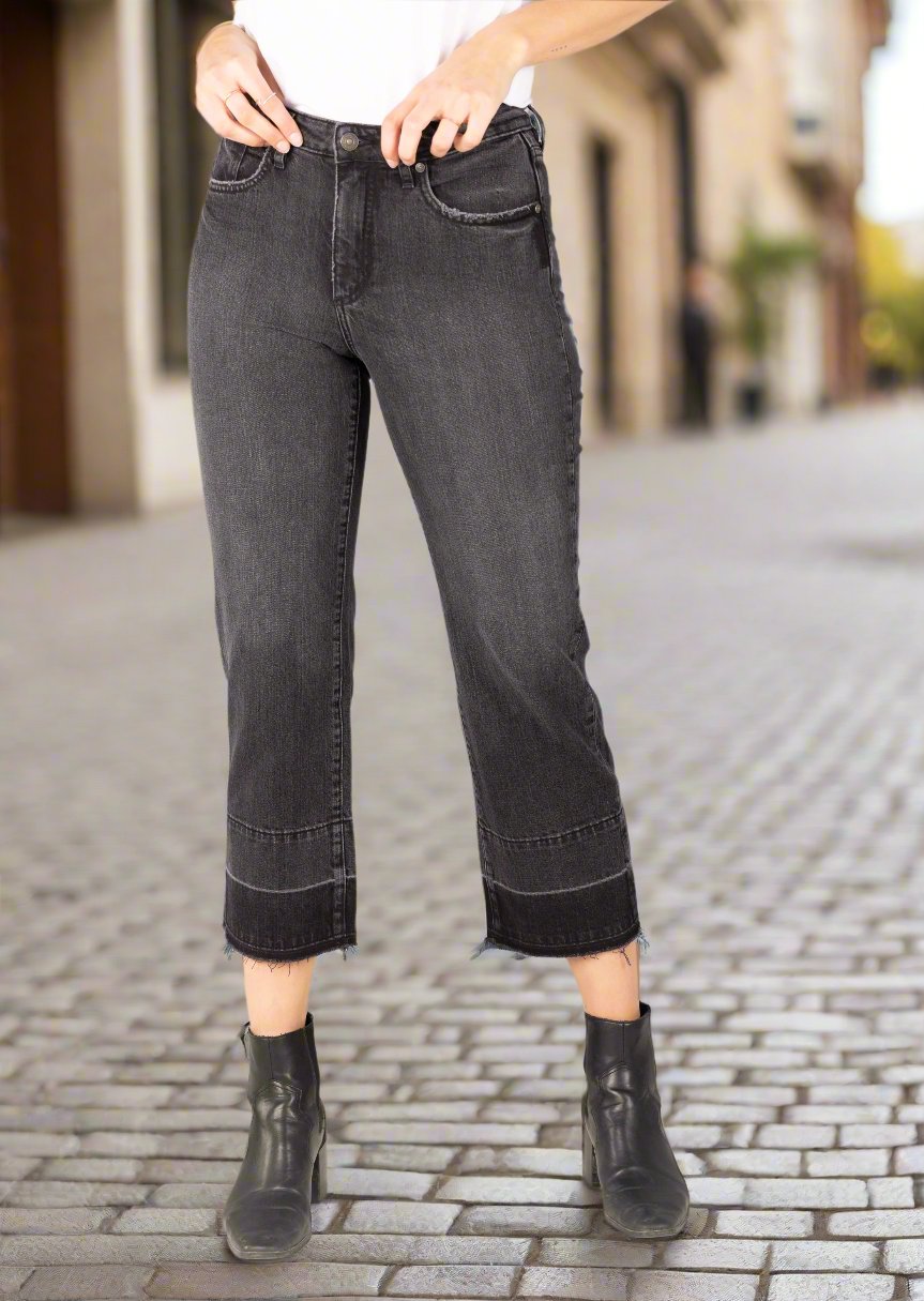 LANARK CROPPED FRAYED HEM JEANS