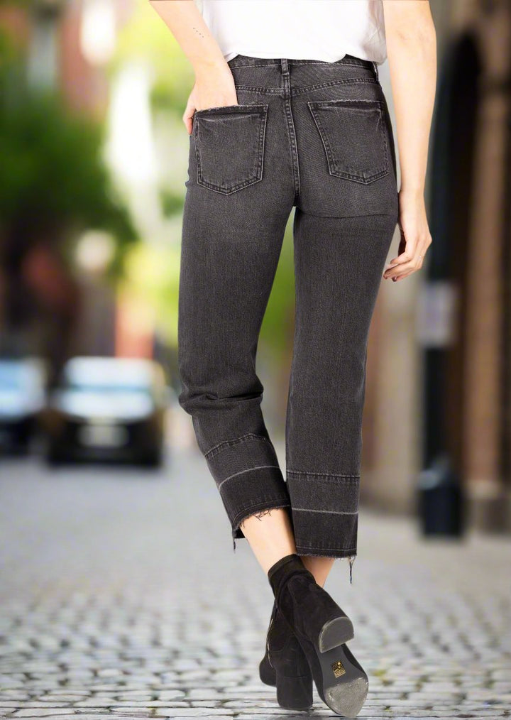 LANARK CROPPED FRAYED HEM JEANS
