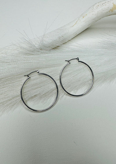 LAYLA LARGE SILVER-PLATED HOOP EARRINGS