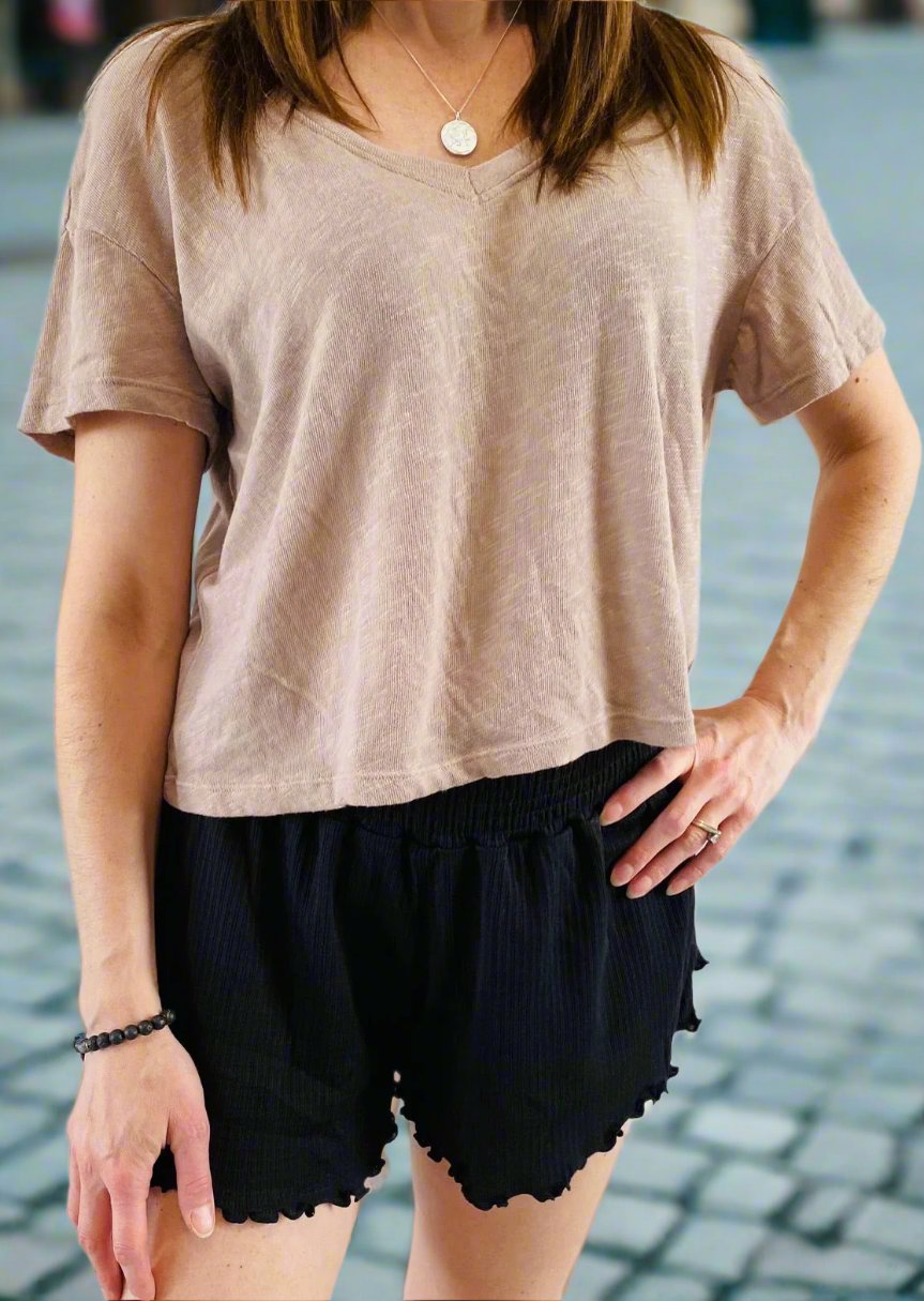 LET IT GLOW V NECK TOP