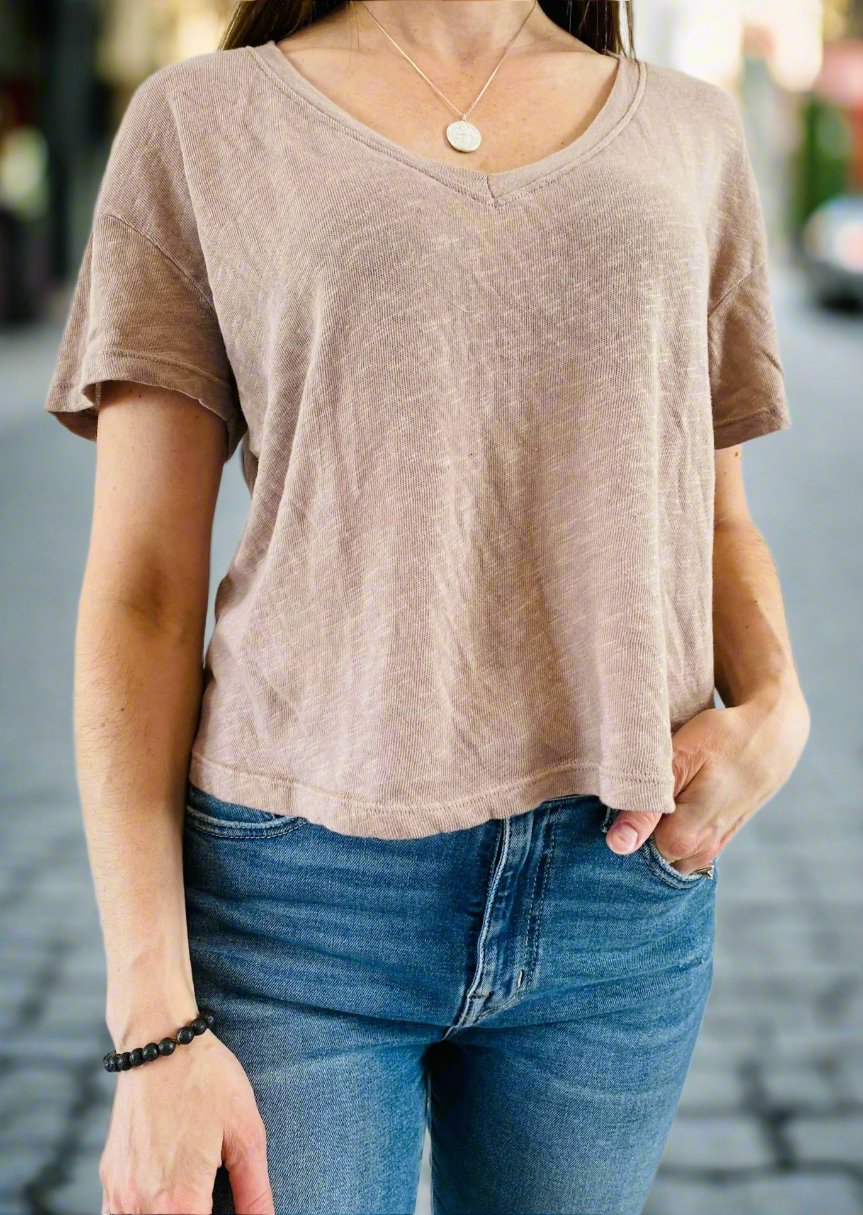 LET IT GLOW V NECK TOP