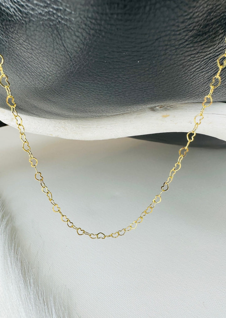 "LOVE BITES" LINKED HEARTS CHAIN NECKLACE