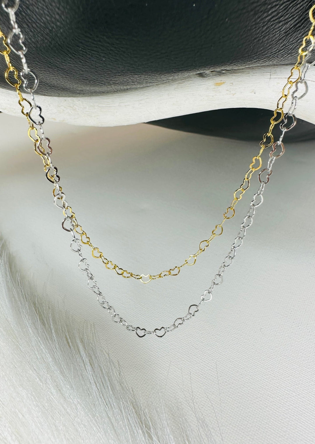 "LOVE BITES" LINKED HEARTS CHAIN NECKLACE