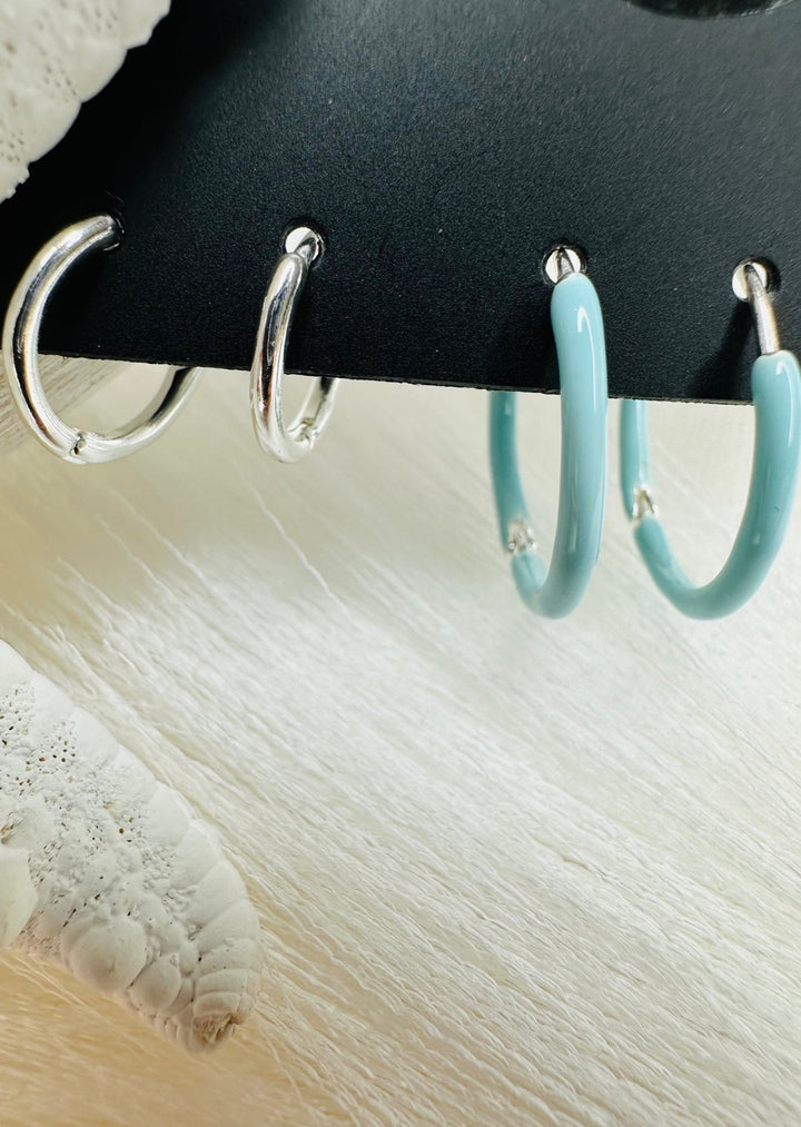 LUZIA BLUE 2-IN-1 SET HOOP EARRINGS