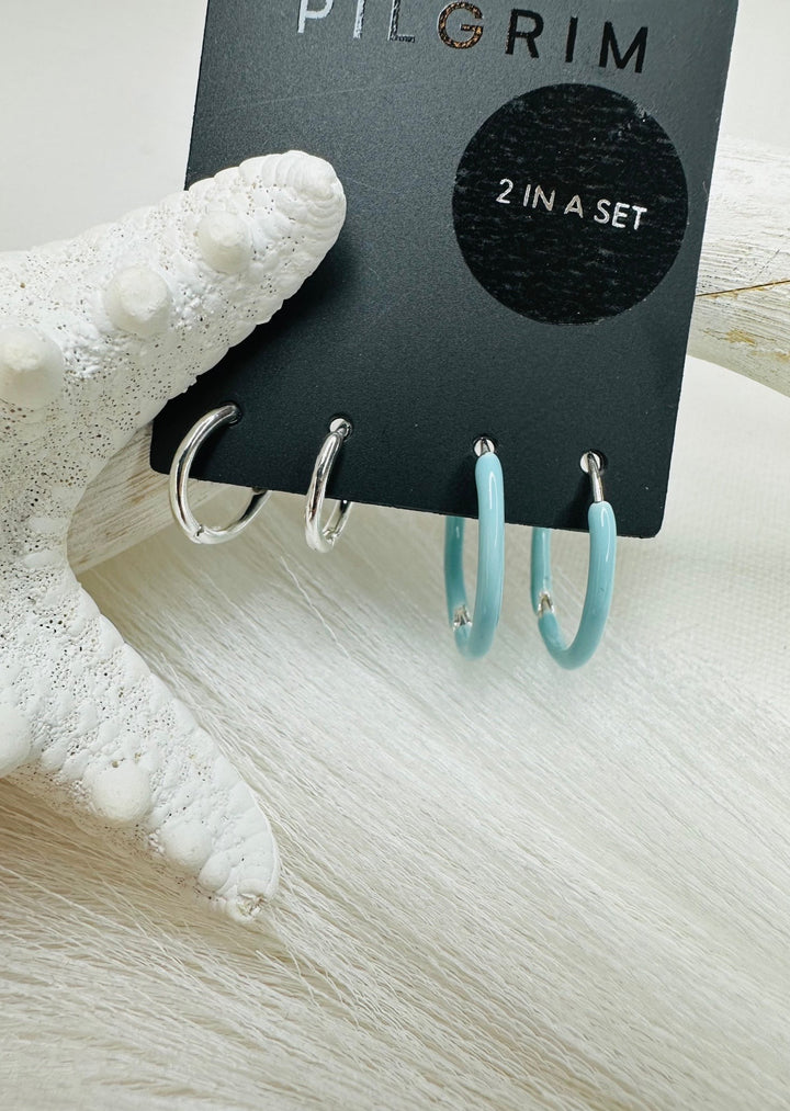 LUZIA BLUE 2-IN-1 SET HOOP EARRINGS