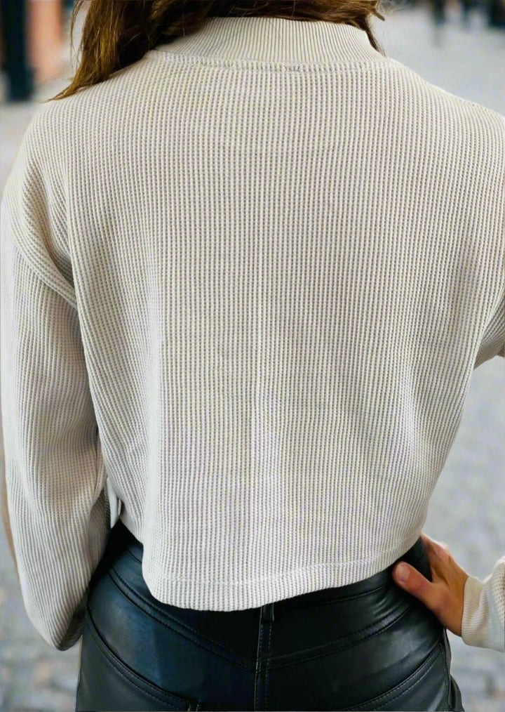 LUCA WAFFLE CROPPED ANTARCTIC TOP