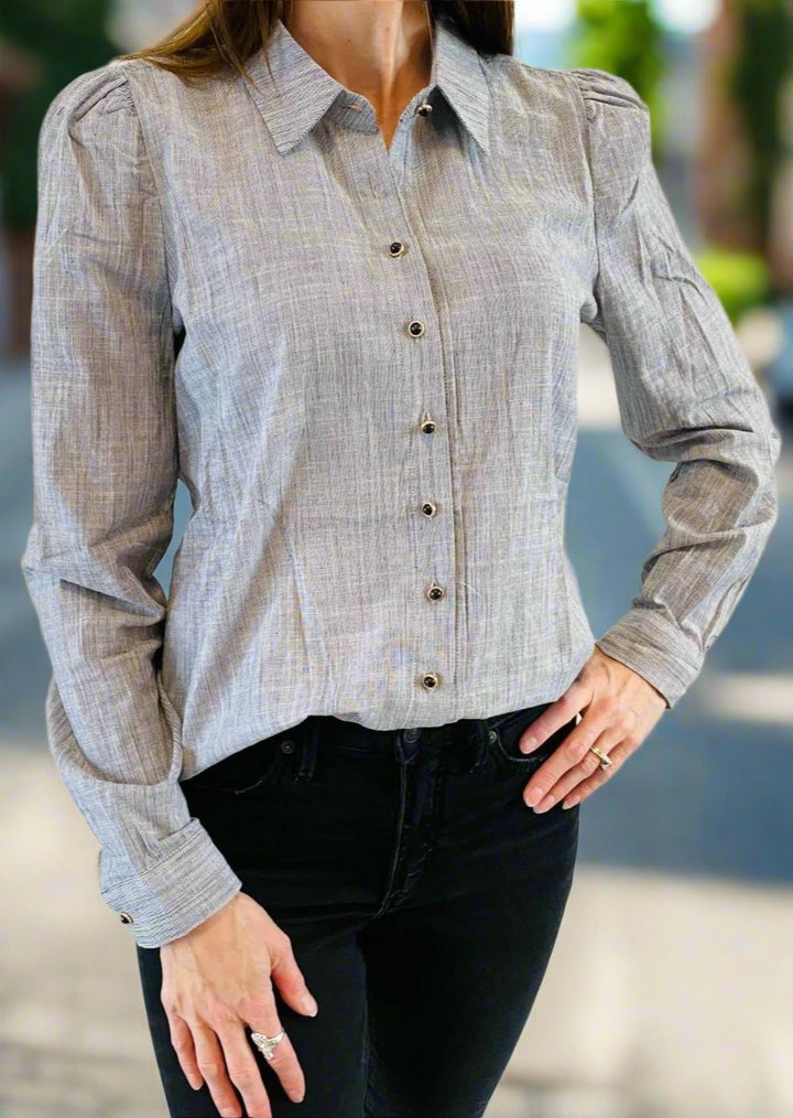 NADIA STRIPED PUFF SLEEVE BLOUSE