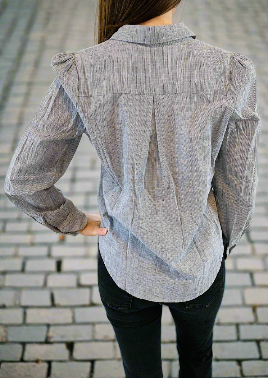 NADIA STRIPED PUFF SLEEVE BLOUSE