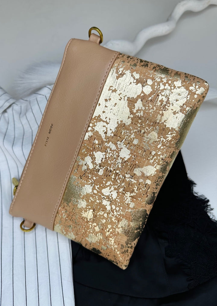 NICOLE POUCH SMALL - SAND/METALLIC CORK