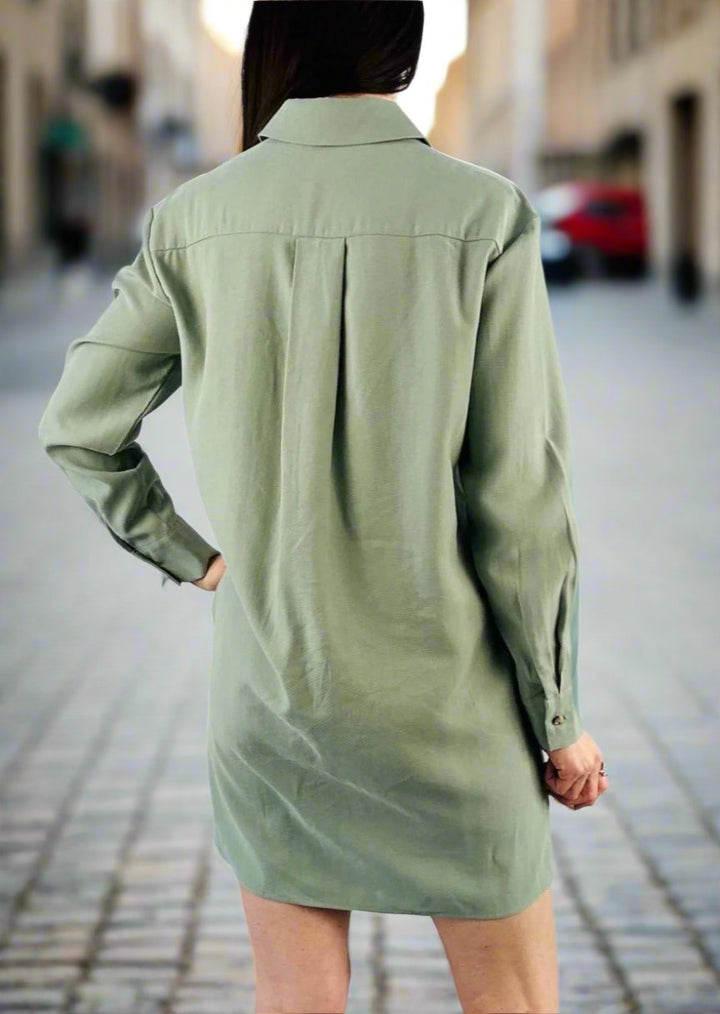PENELOPE CARGO POCKET MINI SHIRT DRESS