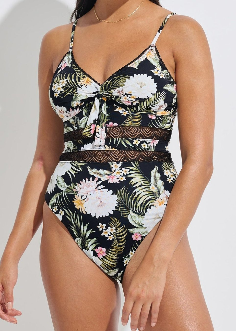 PEACEFUL FLORAL CROCHET ONE-PIECE SWIMSUIT