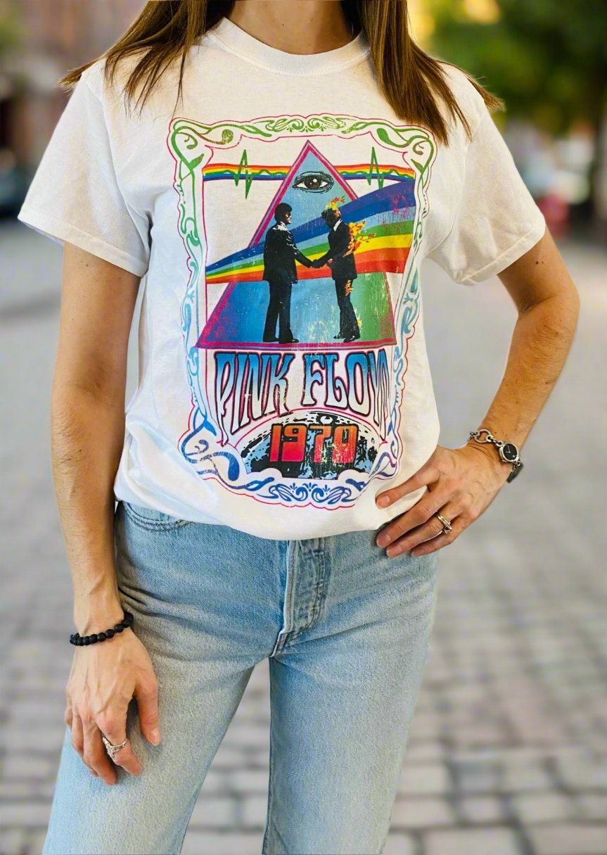 Pink floyd t shirt white top