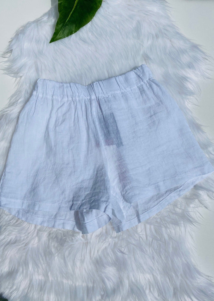 RESORT LIFE WHITE LINEN SHORTS