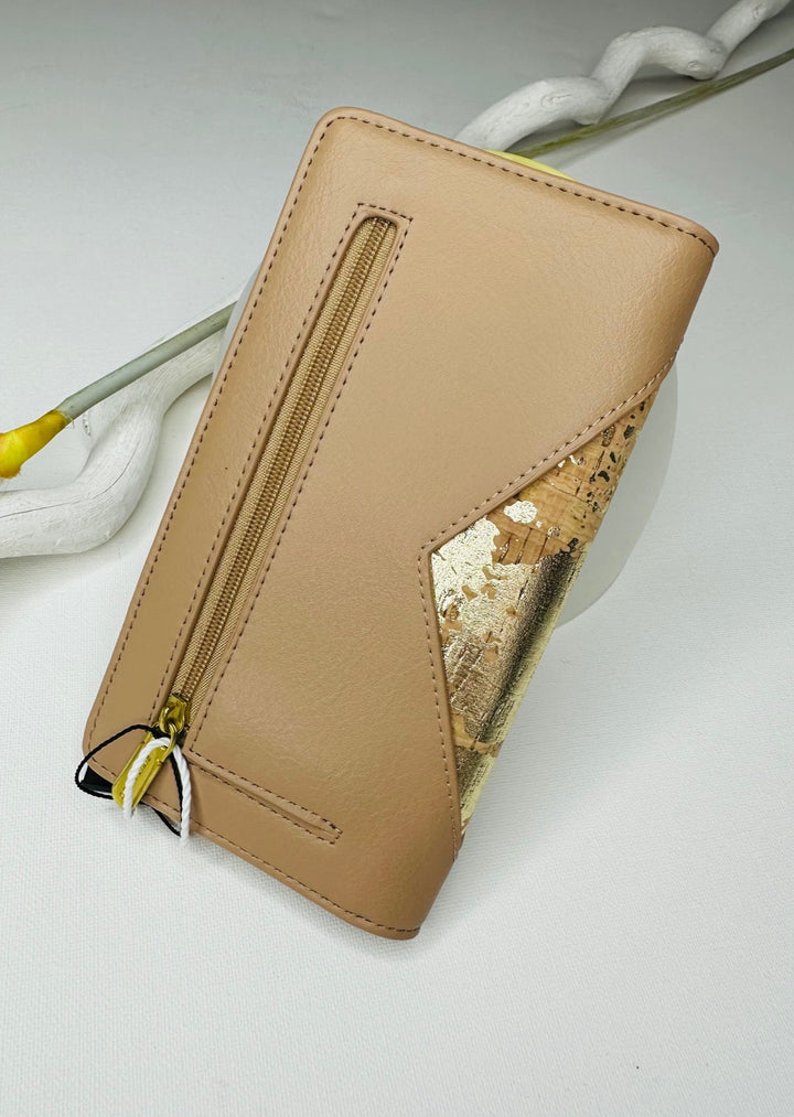 SOPHIE WALLET - SAND/METALLIC CORK
