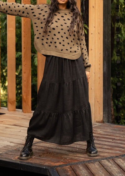 SCORPIO BLACK WOVEN MAXI SKIRT