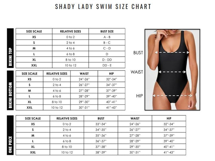 KENYA BLACK ONE-PIECE SWIMSUIT Size Chart