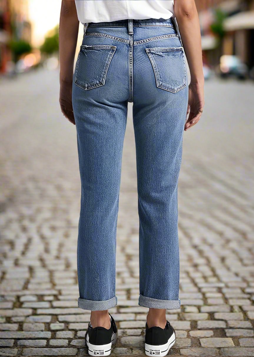 90'S BOYFRIEND INDIGO STRAIGHT JEANS BACK VIEW