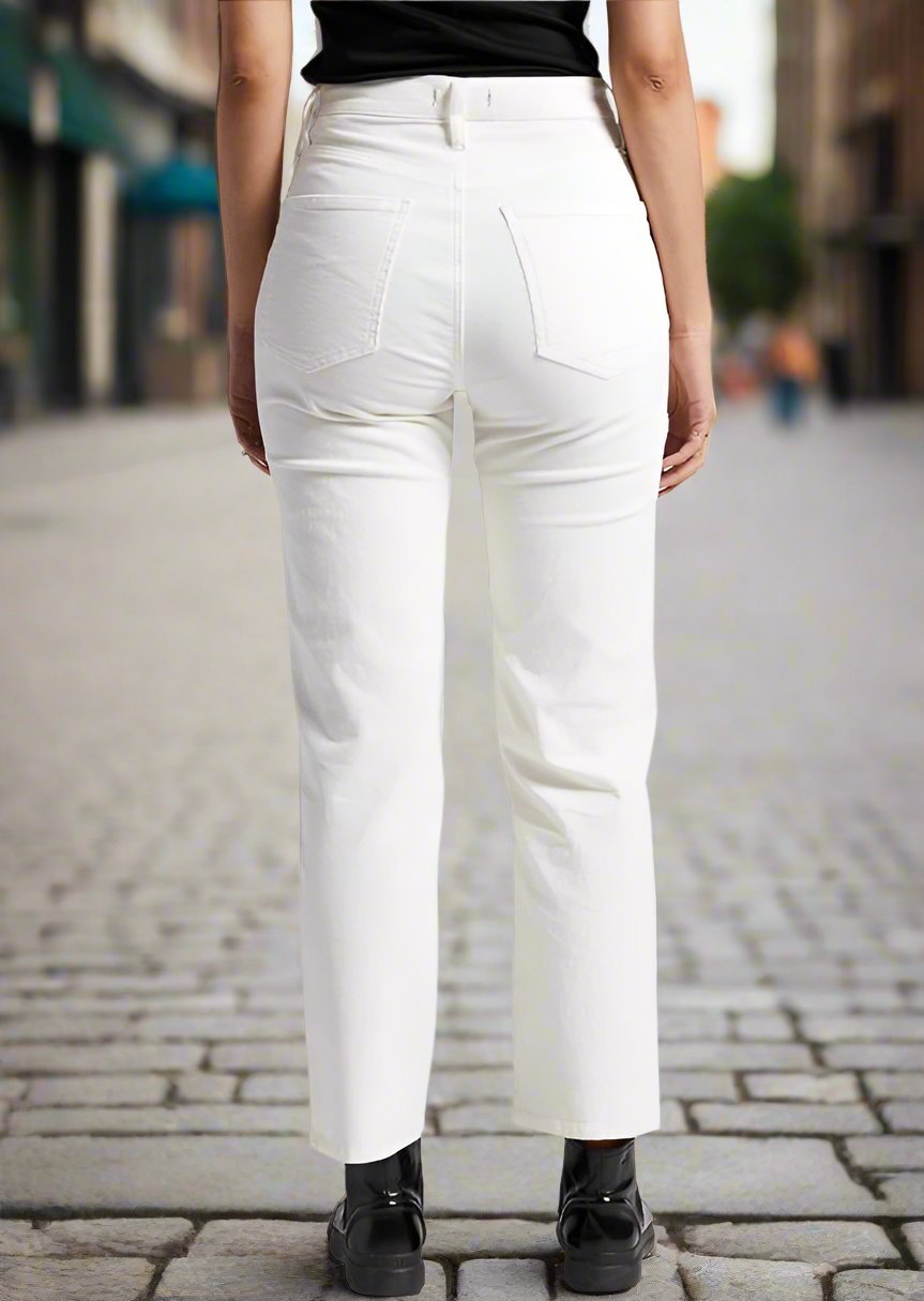 HIGHLY DESIRABLE STRAIGHT WHITE CORD JEANS back view