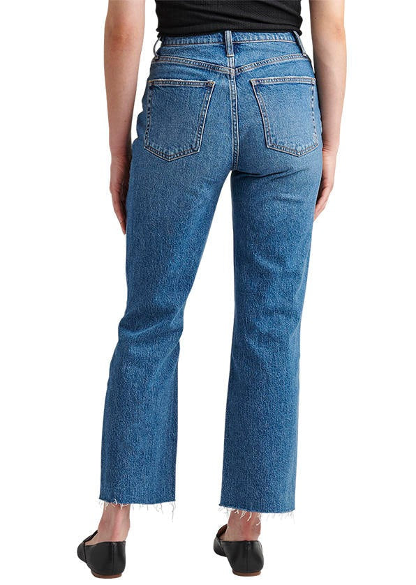 HIGHLY DESIRABLE STRAIGHT DISTRESSED DARK JEANS BACK VIEW