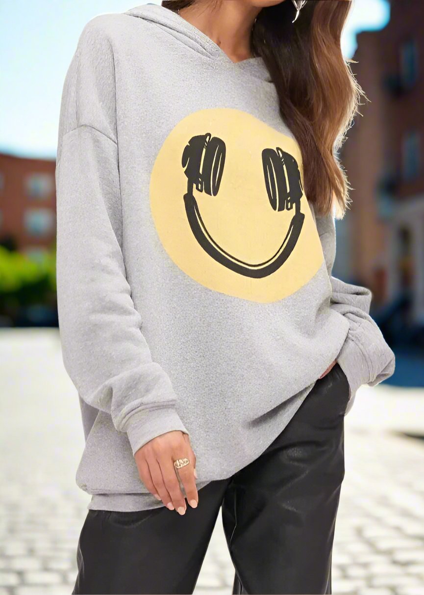 SMILEY HEADPHONES OVERSIZED HOODIE