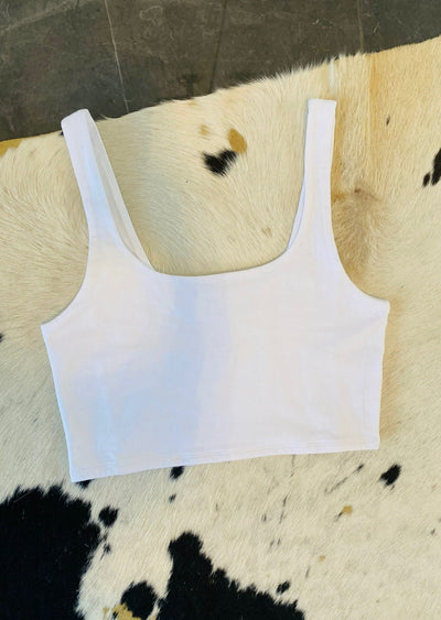 SOLID WHITE CROPPED TANK TOP
