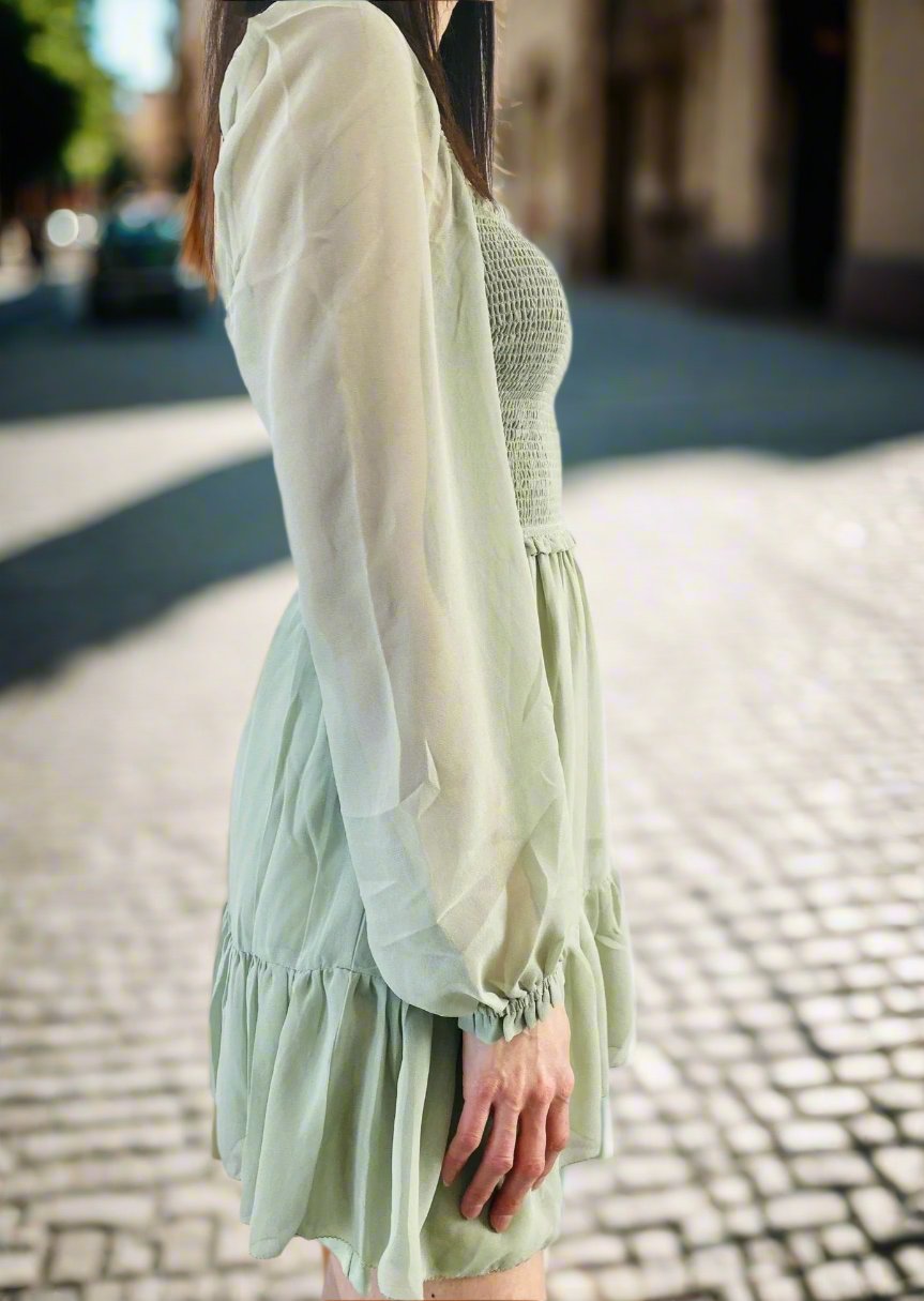 SUPER SWEET SMOCKED RUFFLED DRESS