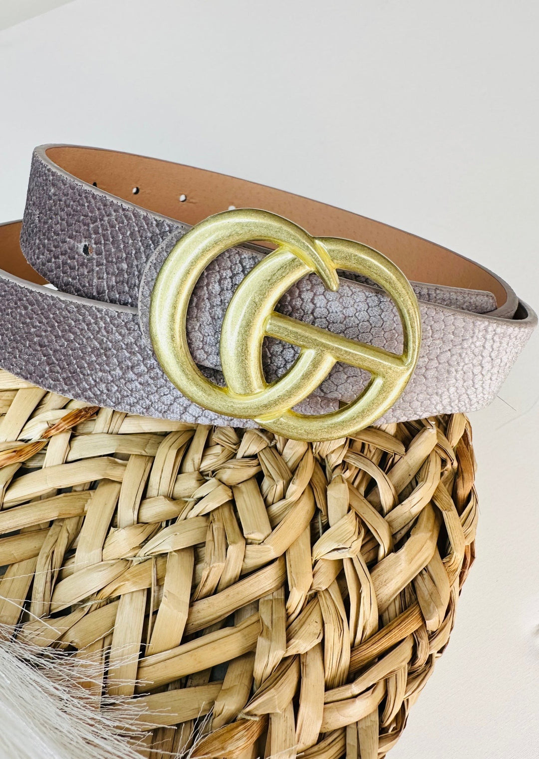 TIA B "GO" BELT - Brushed with Worn Gold Buckle