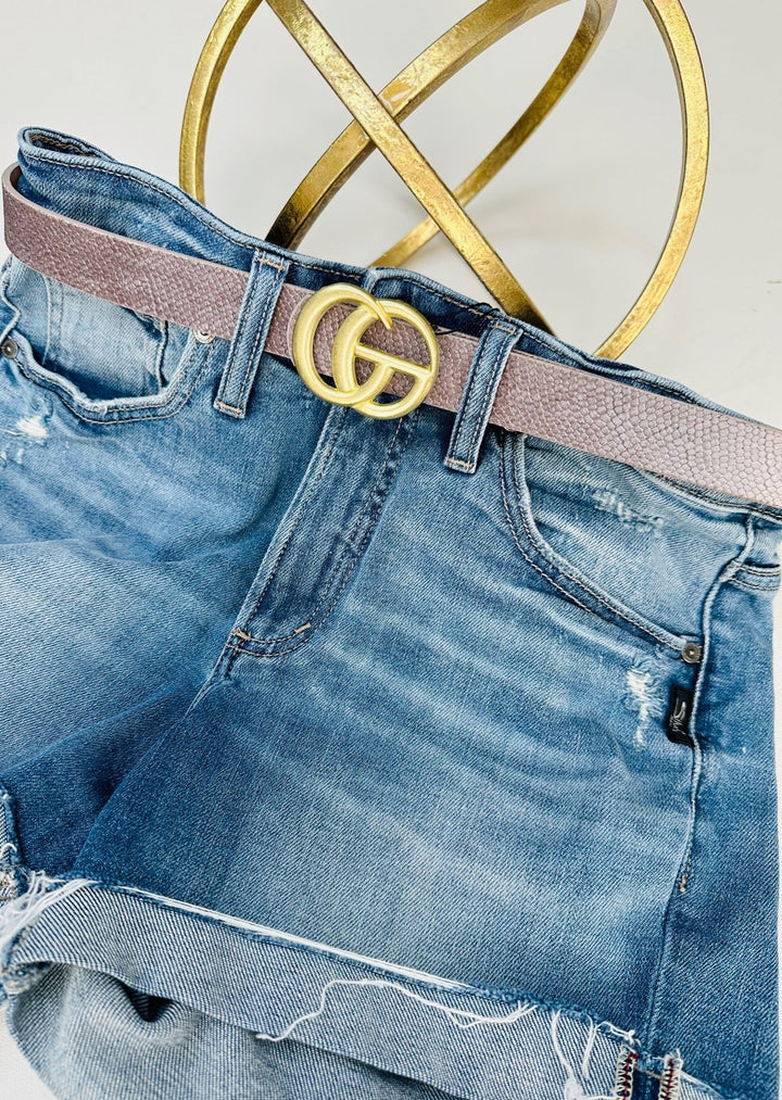 TIA B "GO" BELT - Brushed with Worn Gold Buckle
