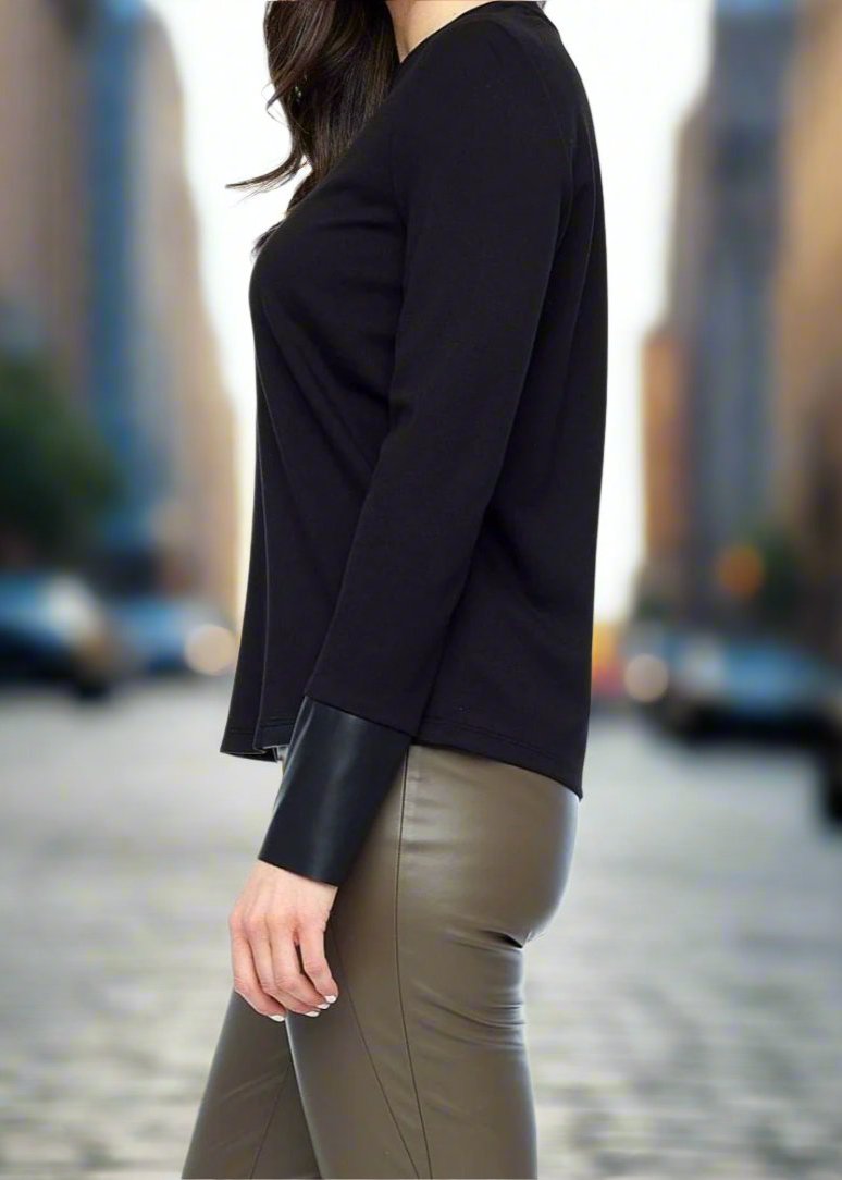  Vegan Black Long Sleeve Top 