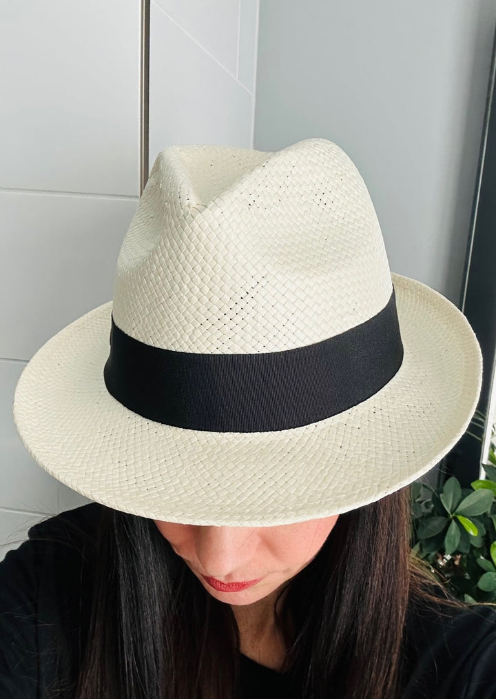 ZWARTKOP IVORY & BLACK PAPER STRAW HAT